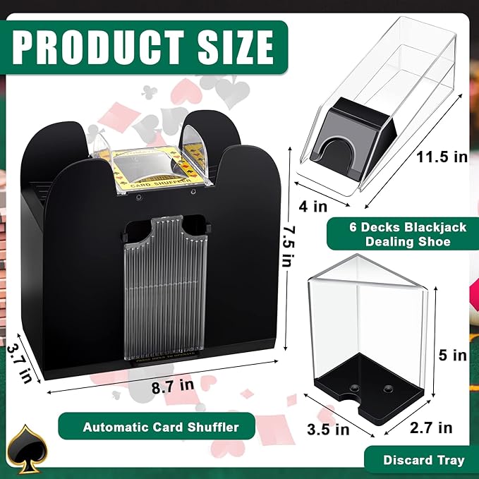 Aoriher Blackjack Game Combo Set, Include Blackjack Layout Felt,Shoe 6 Deck Automatic Card Shuffler