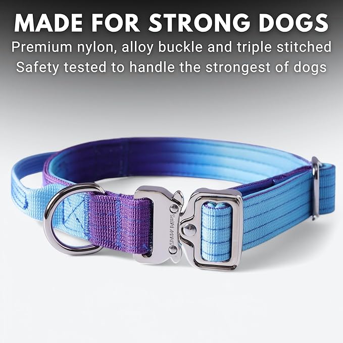 Spark Paws Tactical Dog Collar - Heavy Duty, Premium Quality, Thick and Durable for Large and