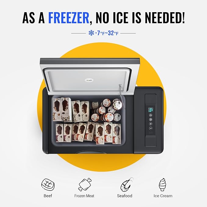 BougeRV 12 Volt Refrigerator 12V Car Fridge 23 Quart Portable Freezer Compressor Cooler 12/24V DC