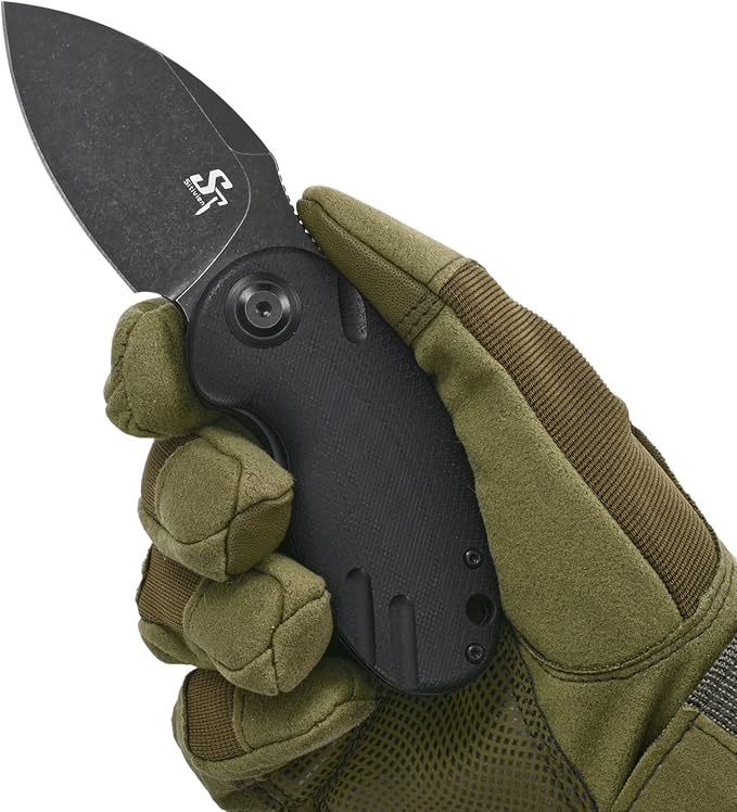 Sitivien ST153 Pocket Folding Knife,Sandvik 14C28N Black Stonewashed Blade with G10 Handle,Chinese
