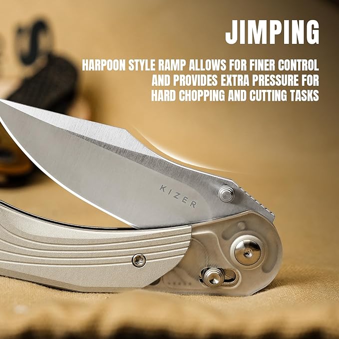 Kizer Mini Mystic Pocket Knife, 3.2" Nitro-V Blade EDC Knife with Gray Aluminum and Acrylic Handle