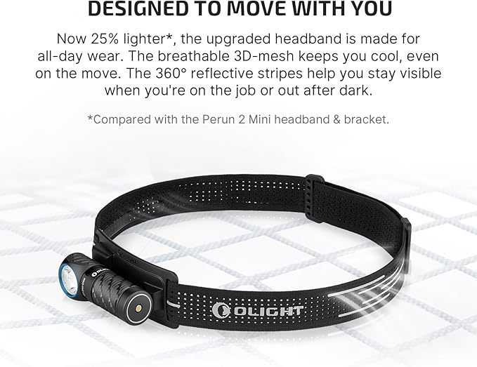 OLIGHT Perun 3 Mini Headlamp 1250 Lumens LED Head Flashlight,Rechargeable Headlight with Red Light