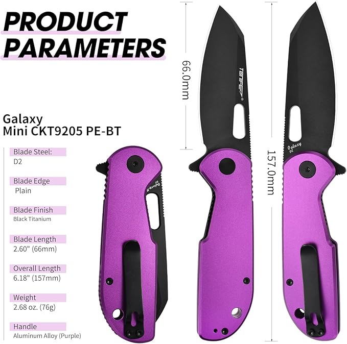 TONIFE Galaxy Mini Folding Knife with D2 Steel Blade and Aluminum Handle, EDC Pocket Tool for