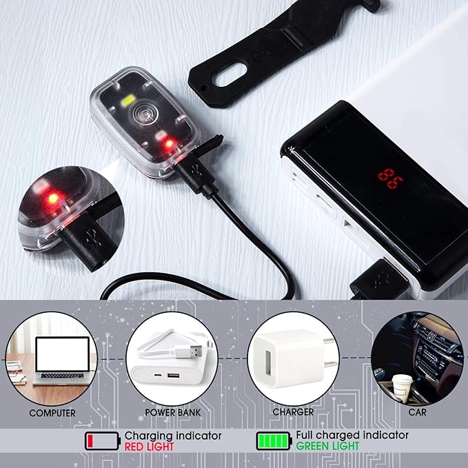 Mudder Running Lights for Runners Rechargeable LED Safety Lamps USB Rechargeable Clip on Strobe