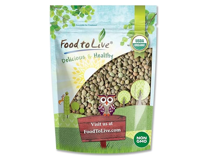 Organic Whole Green Lentils, 5 Pounds ??Non-GMO, Dried Raw Beans, Sproutable, Vegan, Kosher, Bulk.