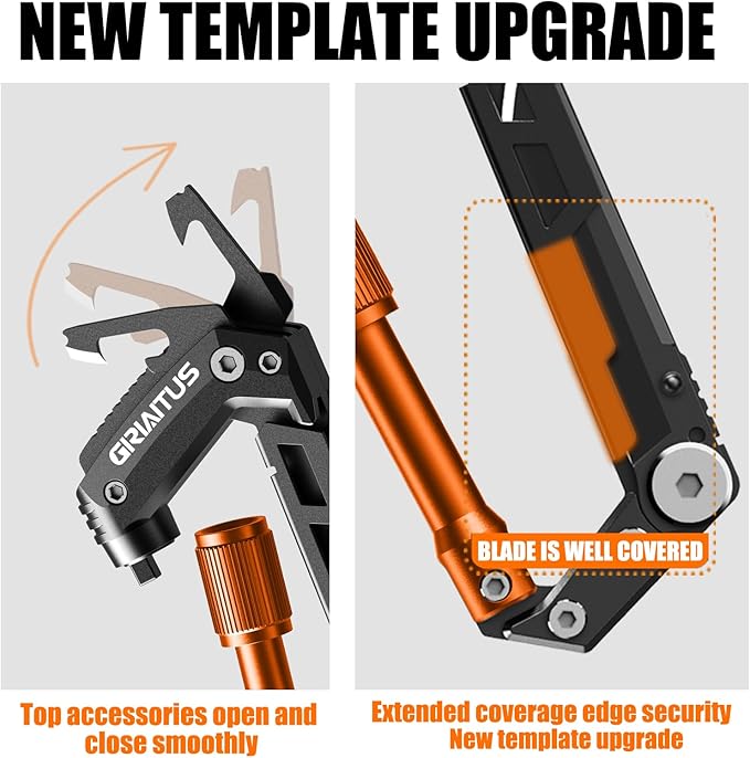 Carabiner Multitool with Pocket Knives, EDC Carabiners, Serrated Knife, Rope Cutter, Screwdriver