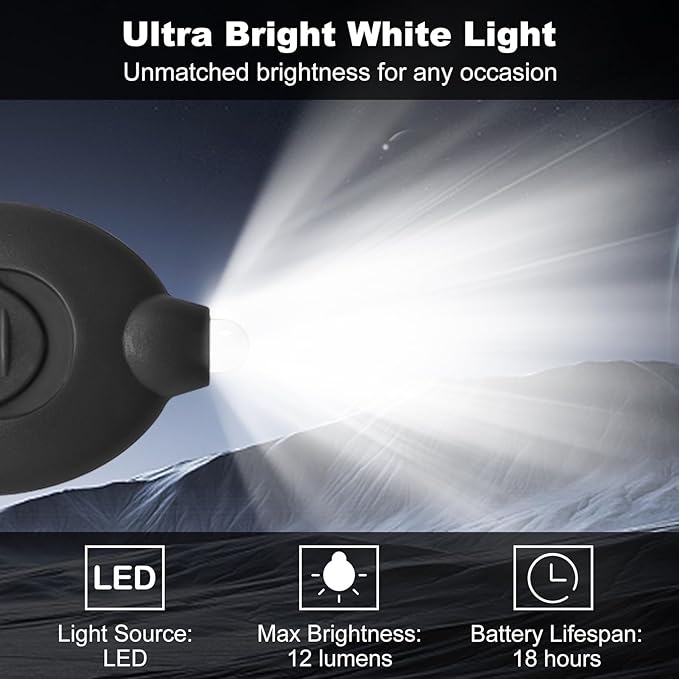 Mini Keychain Flashlight, Ultra Bright Micro Torch, Compact Key Ring Light with White Beam