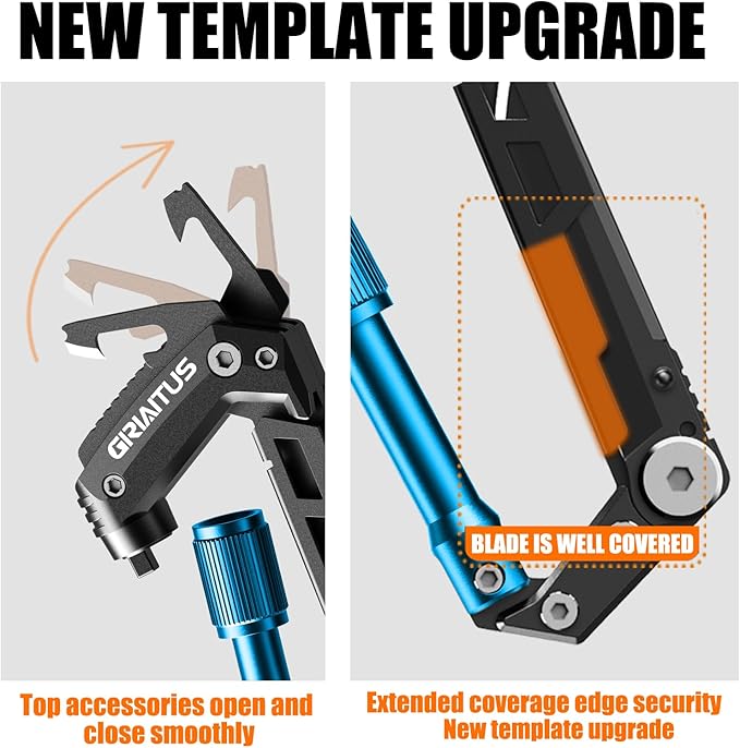 Carabiner Multitool with Pocket Knives, EDC Carabiners, Serrated Knife, Rope Cutter, Screwdriver