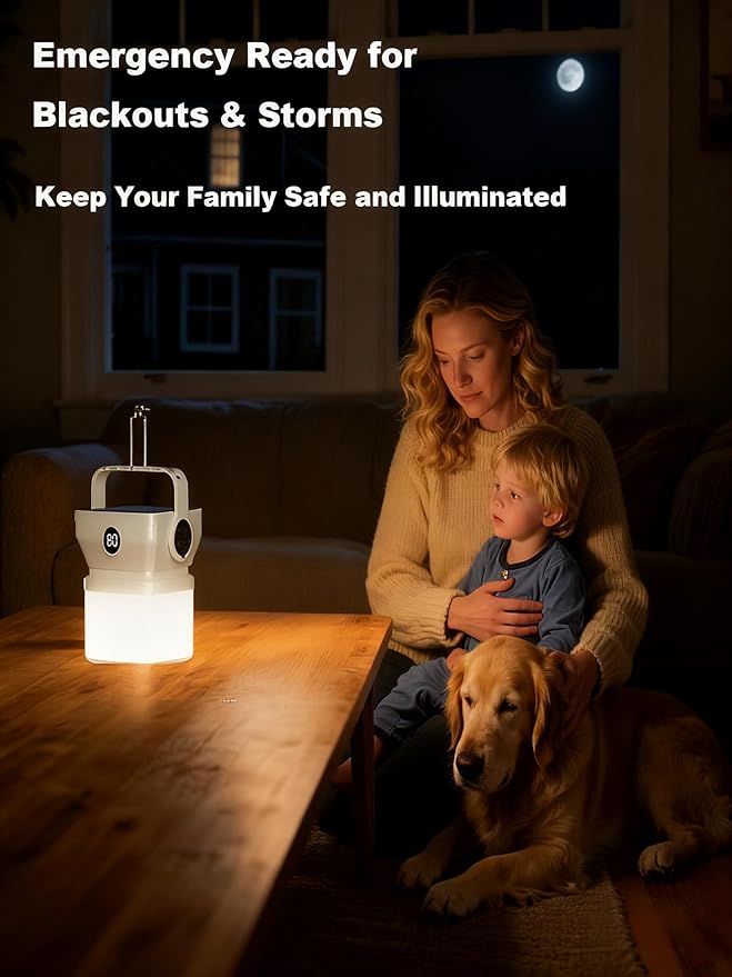V.C Formark Camping Lantern Solar Powered Portable with Battery% Display, 1000LM Bright