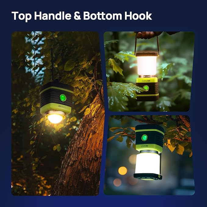 LED Camping Lantern, Consciot Battery Powered LED Lantern Flashlight, 1000LM, 4 Light Modes, IPX4