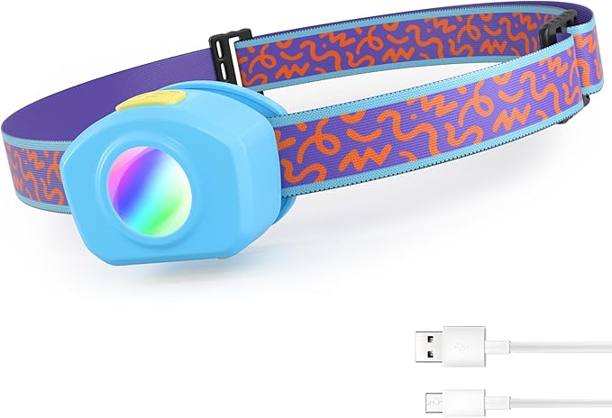 EverBrite LED Headlamp Rechargeable Kids Headlamp with RGB Mode and Adjustable Headband, 3 Modes