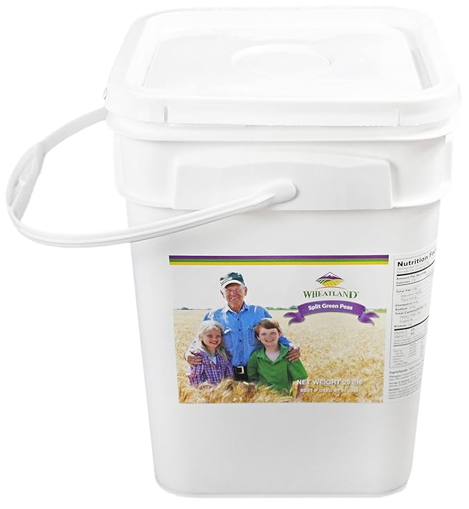 Wheatland Green Split Peas • Grown by Family Farmers in Utah/Idaho • 20 lb Bucket with Mylar liner