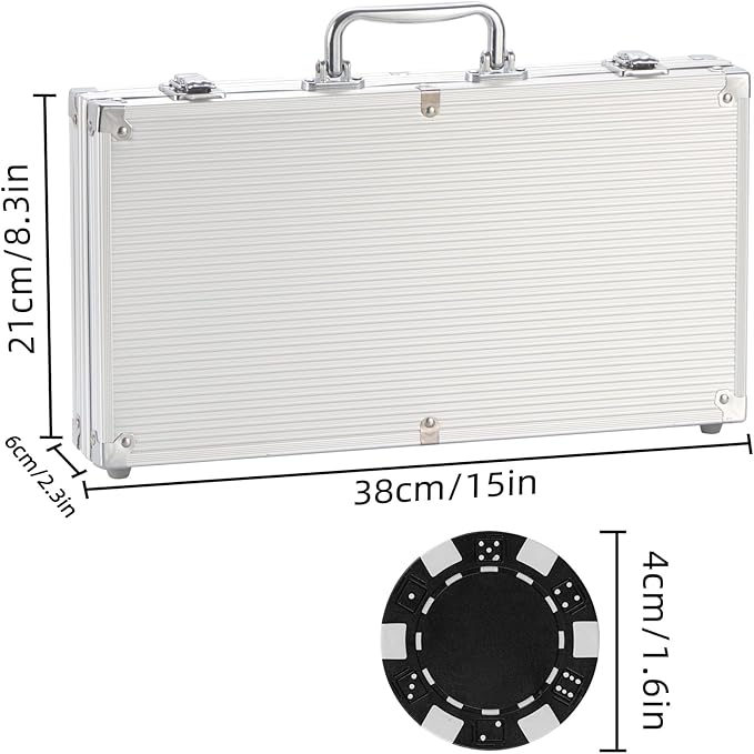 300Pcs Poker Chips Set for Texas Holdem,Blackjack,Professional Poker Kit with Aluminum Case,2 Decks