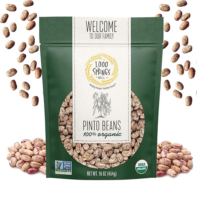 1000 Springs Mill - Organic Pinto Beans | Used for Soups, Stews, Dips, Chili, Burritos, Refried