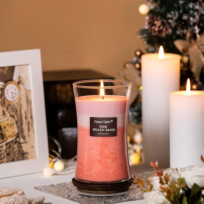 HomeLights 3-Layer Candles for Home Scented, 21.52 OZ Natural Soy Wax Scented Candles Burns Up to
