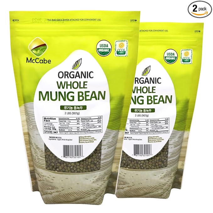 McCabe Organic Whole Mung Bean - Mung Beans Organic | Rich with Fiber & Minerals | USDA and CCOF