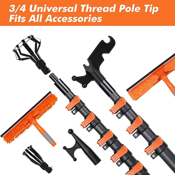 Carbon Fiber Christmas Light Hanging Pole 3.5-12FT, Telescopicing Light Hanging Pole with Utility