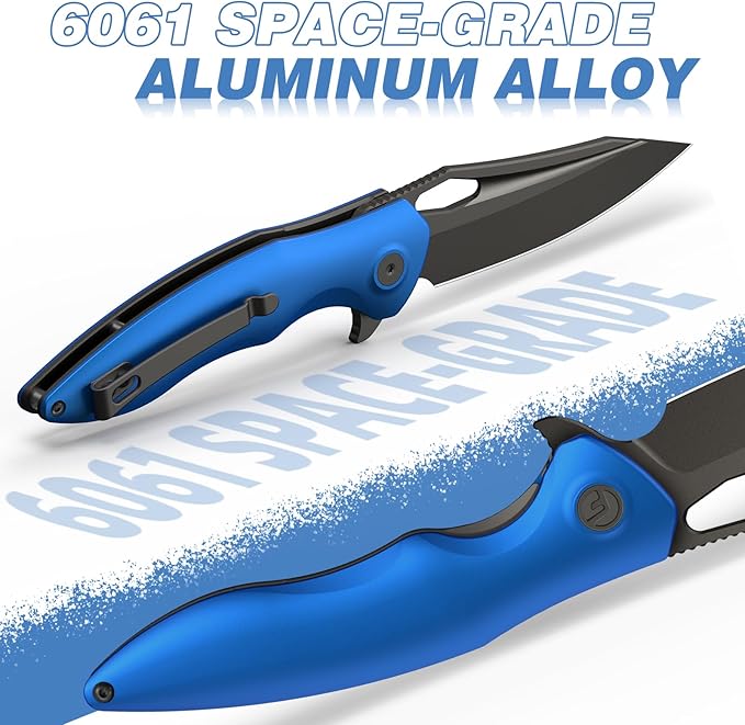 FINTISO Apollo Pocket Knife, 3.3" 14C28N Blade Aluminum Alloy Handle Folding Knife with Liner Lock