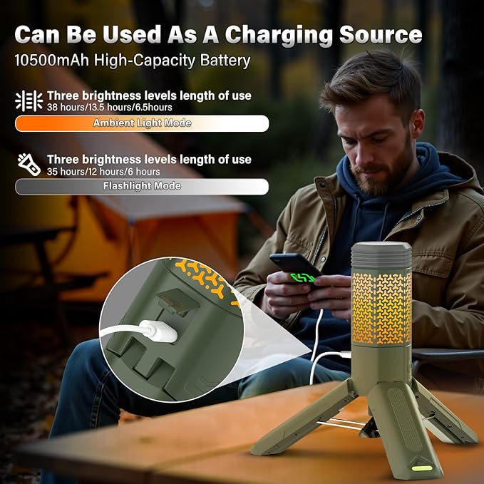 Telescopic Camping Light - 10500mAh Rechargeable Camping Lantern with Storage Bag, Dimmable