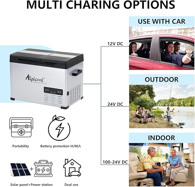 Alpicool CHS45 Dual Temperature Control 12 Volt Refrigerator 33 Quart Portable Car Fridge Freezer