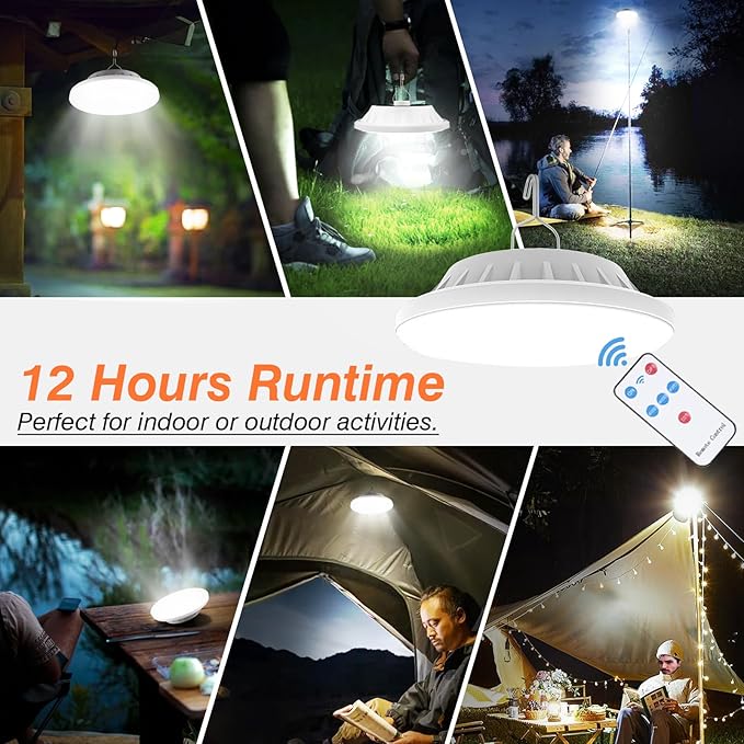 USB Solar Camping Light Remote Tent Light 2 Pack - 4000LM Portable LED Rechargeable Camping Lantern