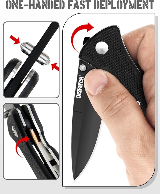 Folding Pocket Knife with Clip, 3.58" 8Cr13MoV Steel Drop Point Blade with G10 Handle, Liner Lock