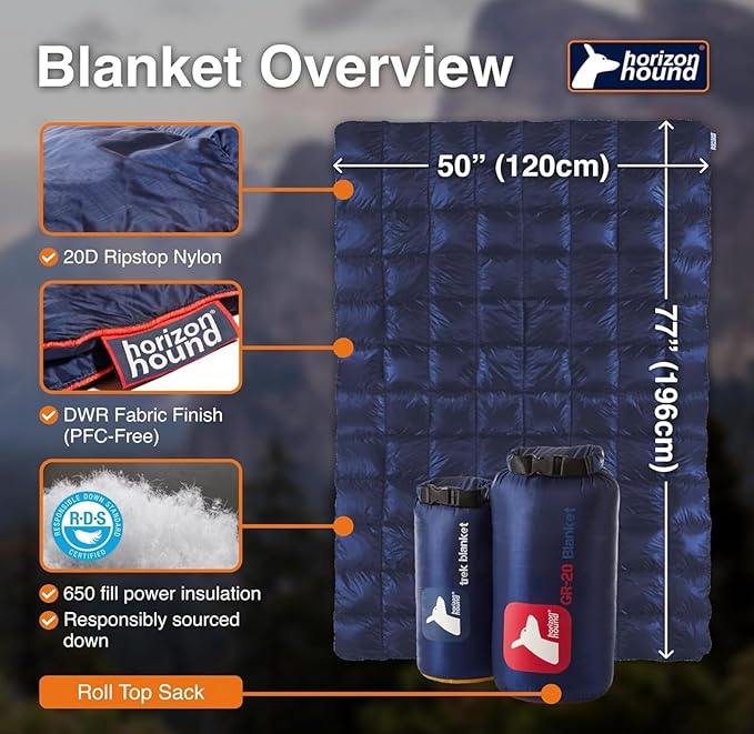 Horizon Hound Down Camping Blanket - Outdoor Travel Quilt | Sustainable, Insulated, Lightweight &
