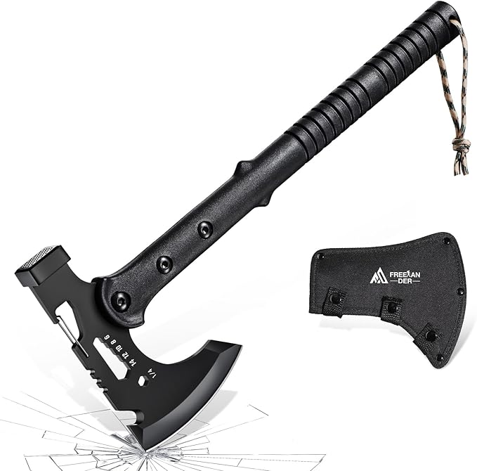 Freelander Camping Axe with Sheath, Sharp Tactical Hatchet Axe with Clip and Bottle Opener