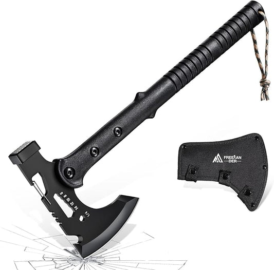 Freelander Camping Axe with Sheath, Sharp Tactical Hatchet Axe with Clip and Bottle Opener