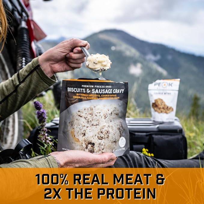 Peak Refuel Biscuits & Sausage Gravy | Freeze Dried Backpacking, Camping & Emergency Prep Food | 2