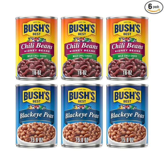 Bush's Best Baked Beans, Bean Bonanza Blast Pack, 3 Blackeye Pea (15.8 Oz), 3 Chili Bean Md Kidney