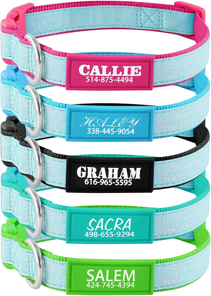 Personalized Dog Collars for Small & Large Dogs with Custom Name and Phone Numbers, Glow in The