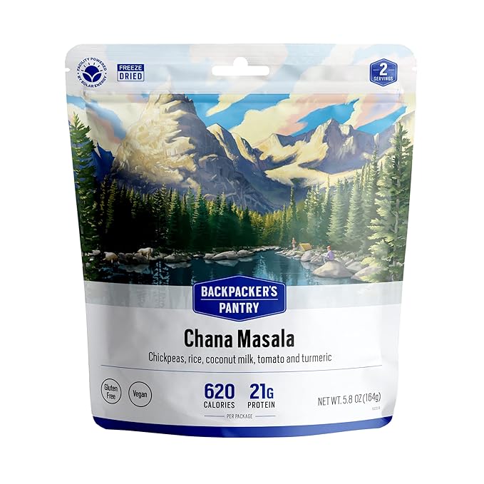Backpacker's Pantry Chana Masala, 2 Servings Per Pouch, Freeze Dried Food, 14 Grams of Protein