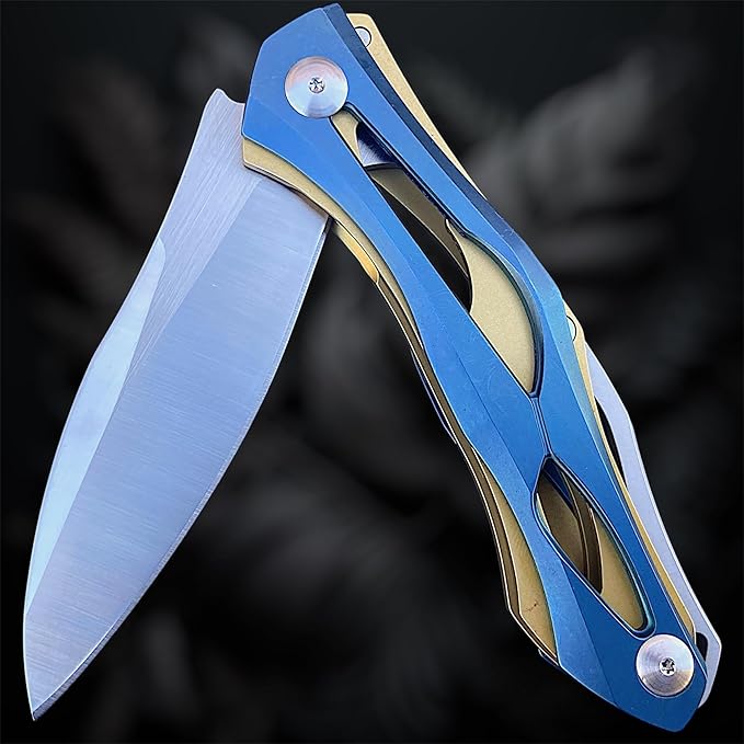 TACTICAL GEARZ Premium Stainless Steel Folding Knife, Stainless Steel Handle, D2 Steel Blade (Ronus
