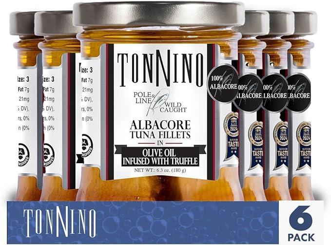 Tonnino Tuna Fish Albacore - Olive Oil in Truffle ??Pack of 6 ??Alternative to Salmon ??Protein