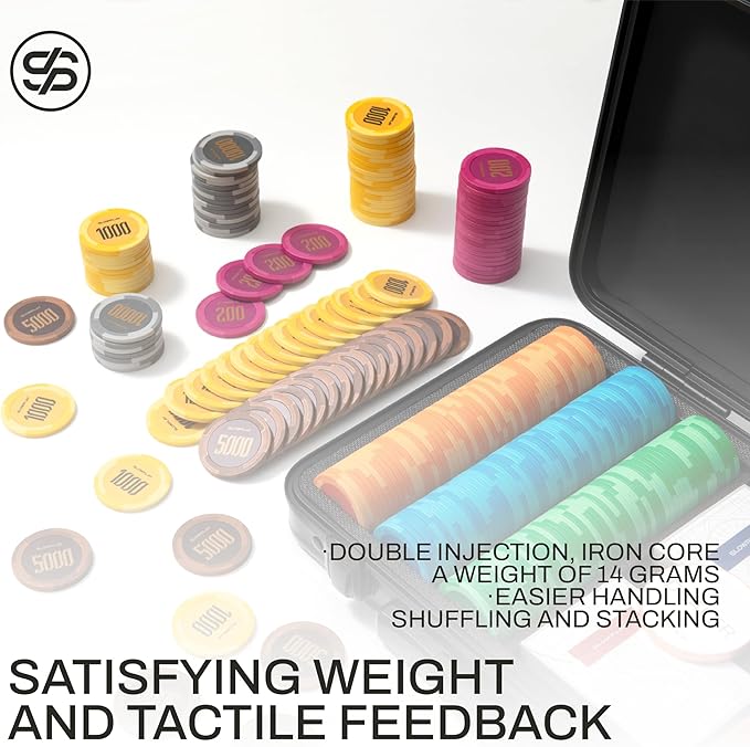 SLOWPLAY Godel 14g Clay Poker Chips Set for Texas Hold?™em, 500 PCS [with Numbered Values] Features