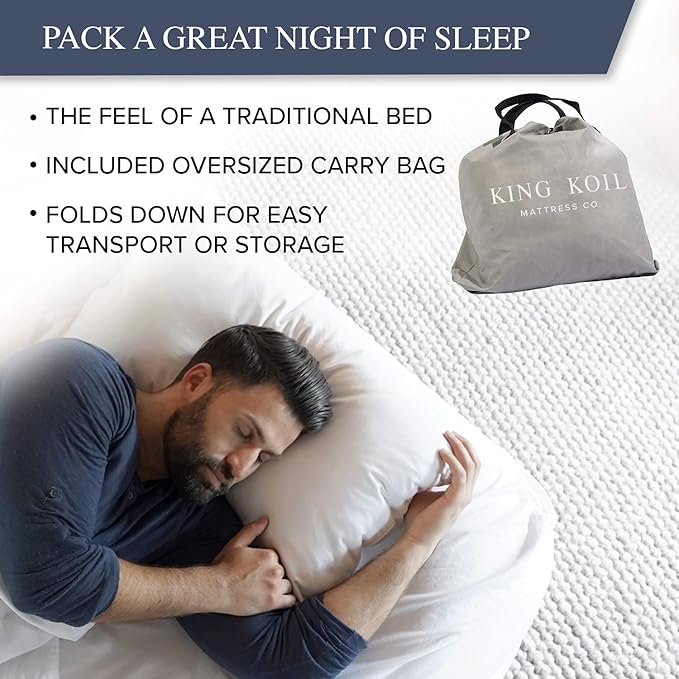 King Koil Plush Pillow Top Twin Air Mattress with Built-in High-Speed Pump for Camping, Home &