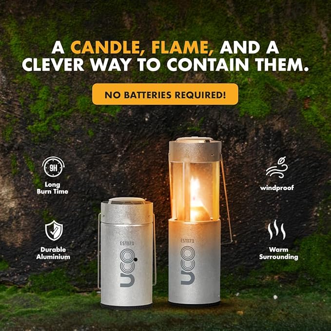 UCO Original Candle Lantern Value Pack with 3 Candles and Storage Bag, Original Size, Aluminum