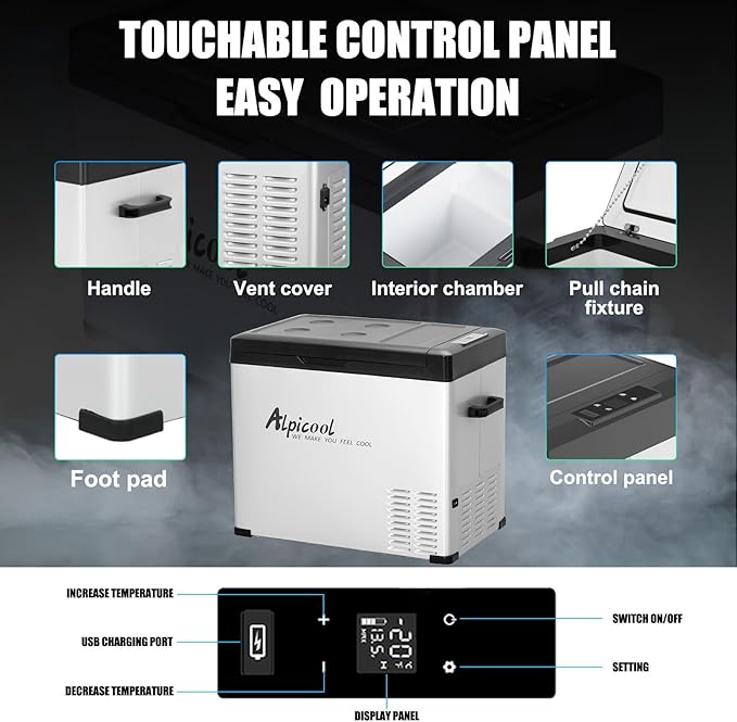 Alpicool C50 Portable Refrigerator 47 Quart(44.4Liter) 12 Volt Car Freezer for Vehicle, Truck, RV