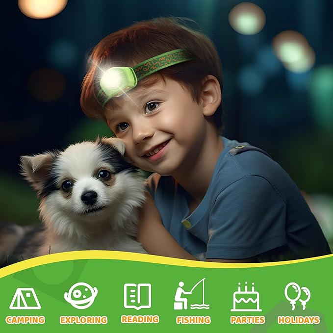 EverBrite LED Headlamp Rechargeable Kids Headlamp with RGB Mode and Adjustable Headband, 3 Modes