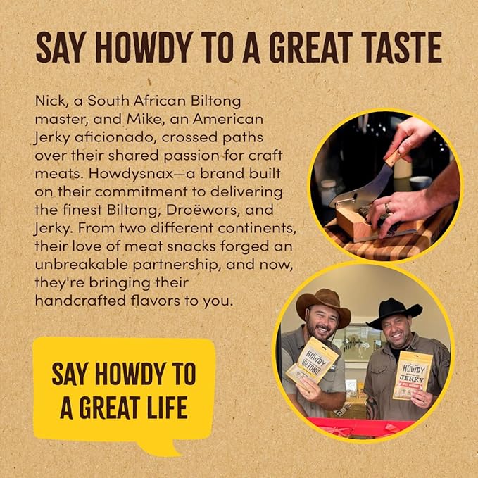 Howdysnax Handcraft Authentic Small Batch Droëwors Beef Sticks Sugar Free, Soy Free, Paleo & Keto