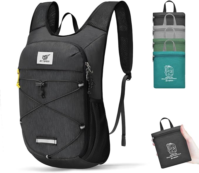 SKYSPER Foldable Hiking Backpack - 10L Small Lightweight Daypack Breathable Travel Backpacks for