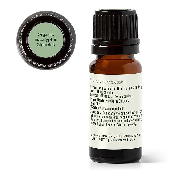 Plant Therapy Organic Eucalyptus Globulus Essential Oil 100% Pure, USDA Certified Organic