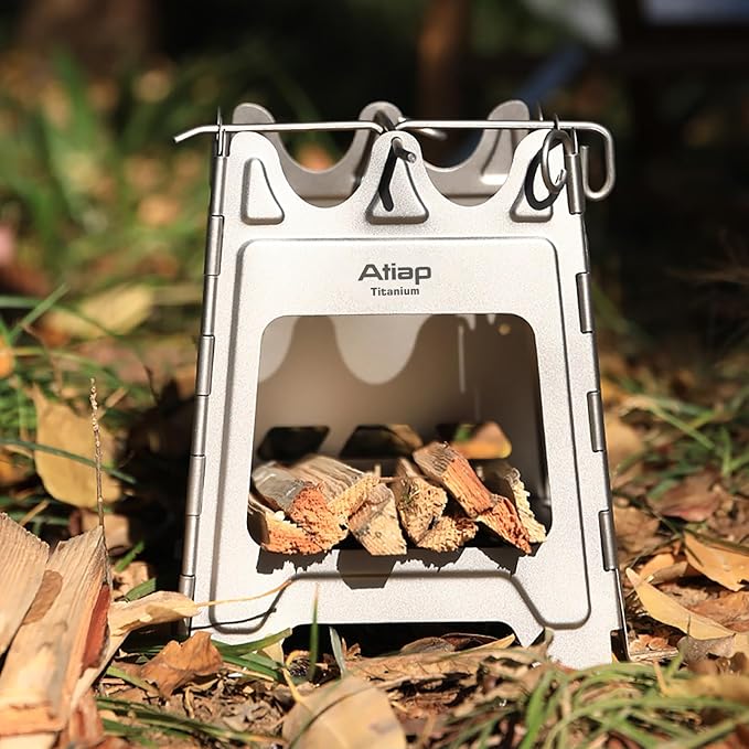 Titanium Wood Stove New Upgrade - Foldable Multi-Fuel Alcohol Stove Ultra-light and compact stove