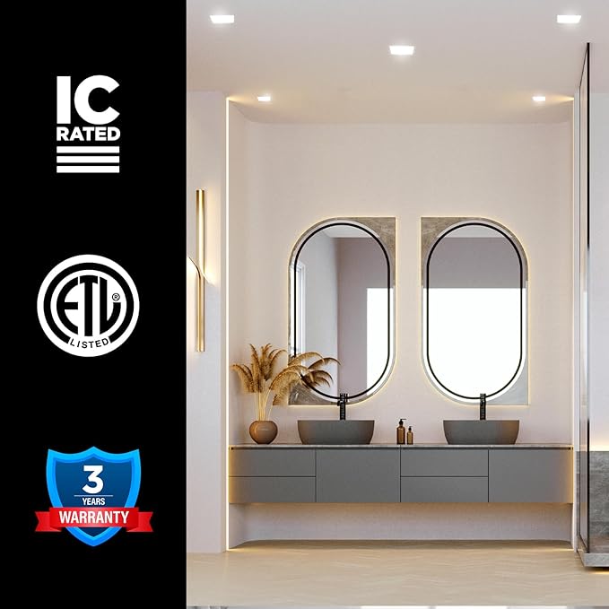 4-Inch LED Square Downlight Luminaire. Recessed Ceiling Light Fixture, 18-Watt, CCT 5 Color
