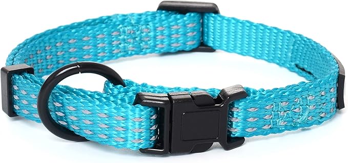 Mile High Life Dog Collar, Nylon Reflective Dog Collars w Pull D-Ring, Light Weight Puppy Collars
