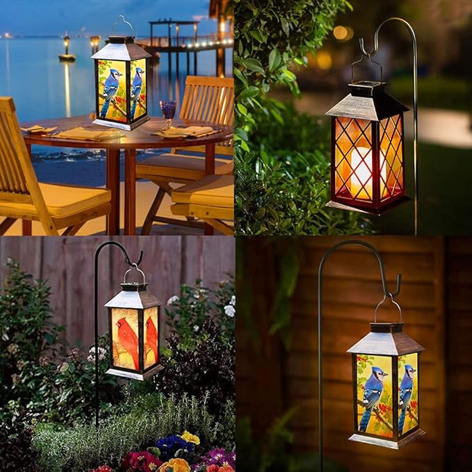 Solar Lanterns Outdoor Hanging Blue Jay Solar Lights Decorative for Garden Patio Porch and Tabletop