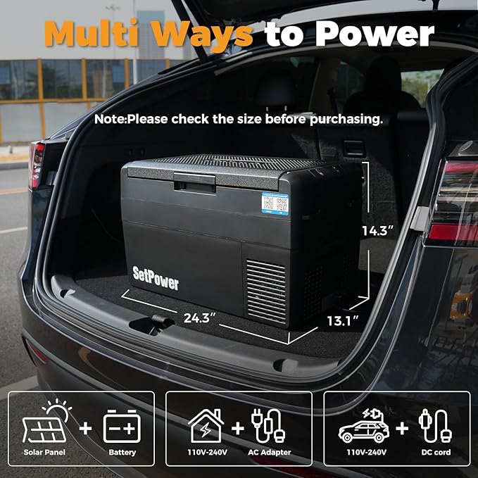 Setpower RF25 12V Refrigerator 27 Quart Portable Electric Cooler for Vehicles Car Freezer With