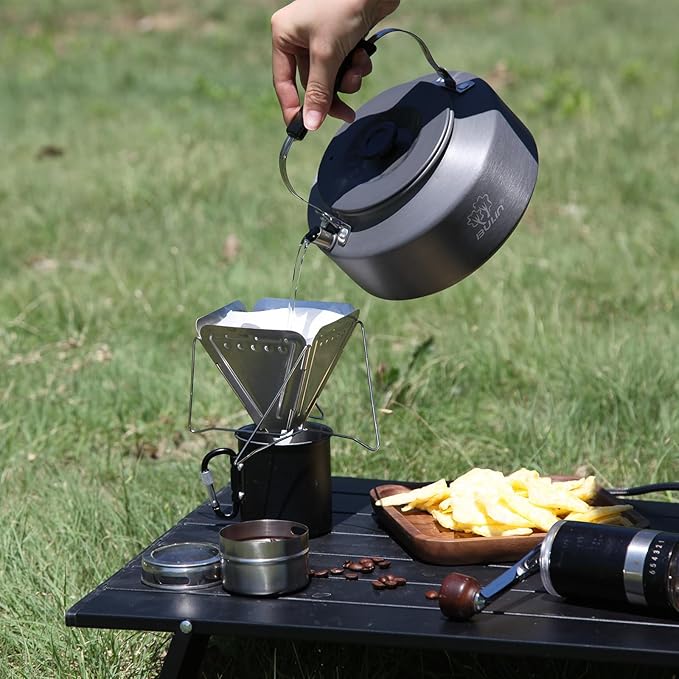 Bulin Camping Kettle, 1.6L Large Portable Stovetop Tea Kettle Fast Heating Boiling Hot Water for