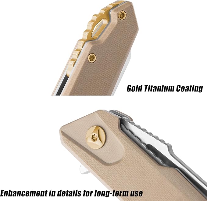 FLISSA Folding Pocket Knife, EDC Knife with D2 Steel Blade and G10 Handle, Pocket Clip, Suitable